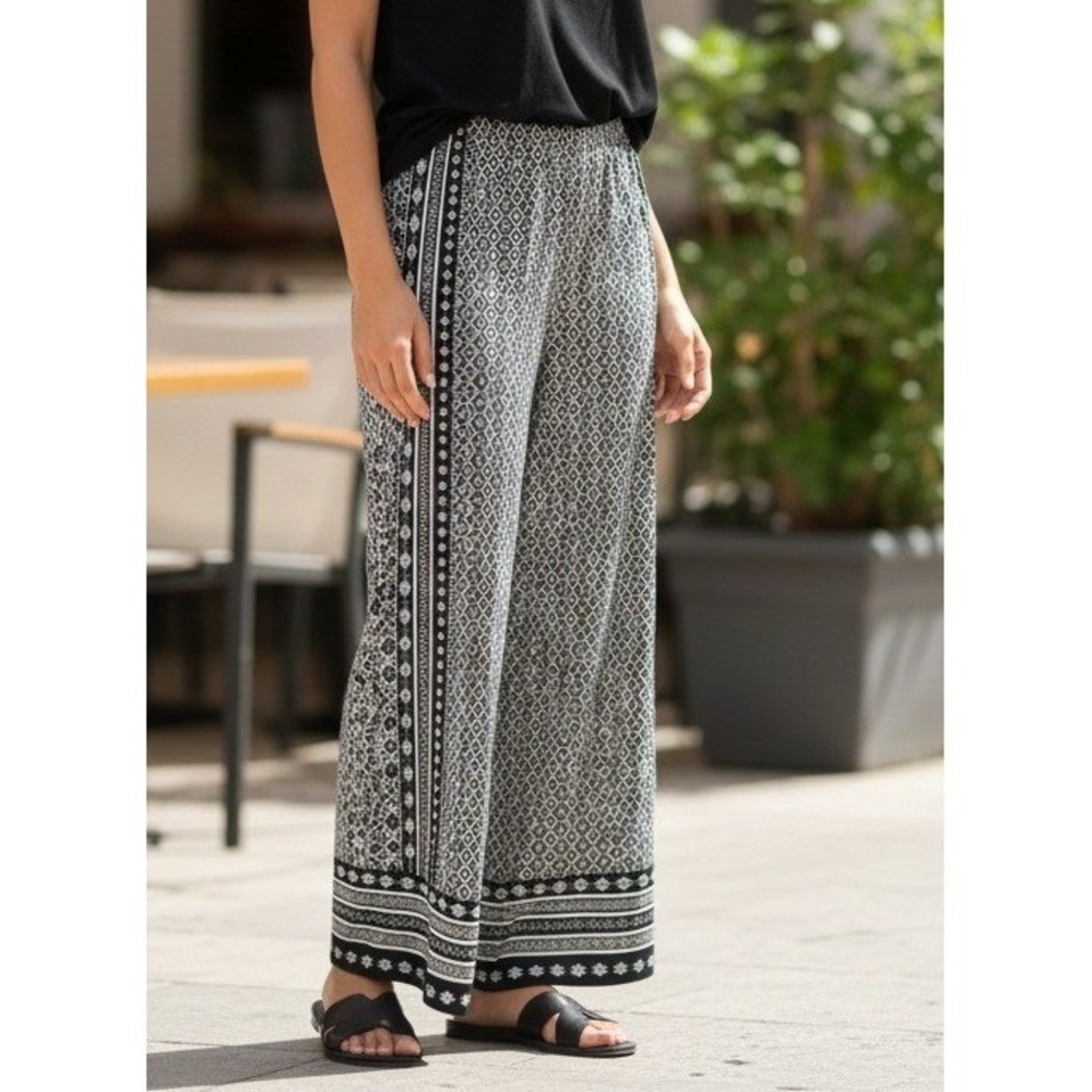 Anthony Richards Pants Womens Stretch High Rise Boho Beach Vacation Size L Black